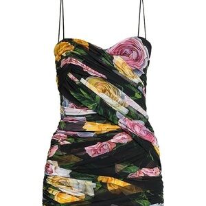 Dolce & Gabbana Floral Mini Dress - Black, Pink, Yellow